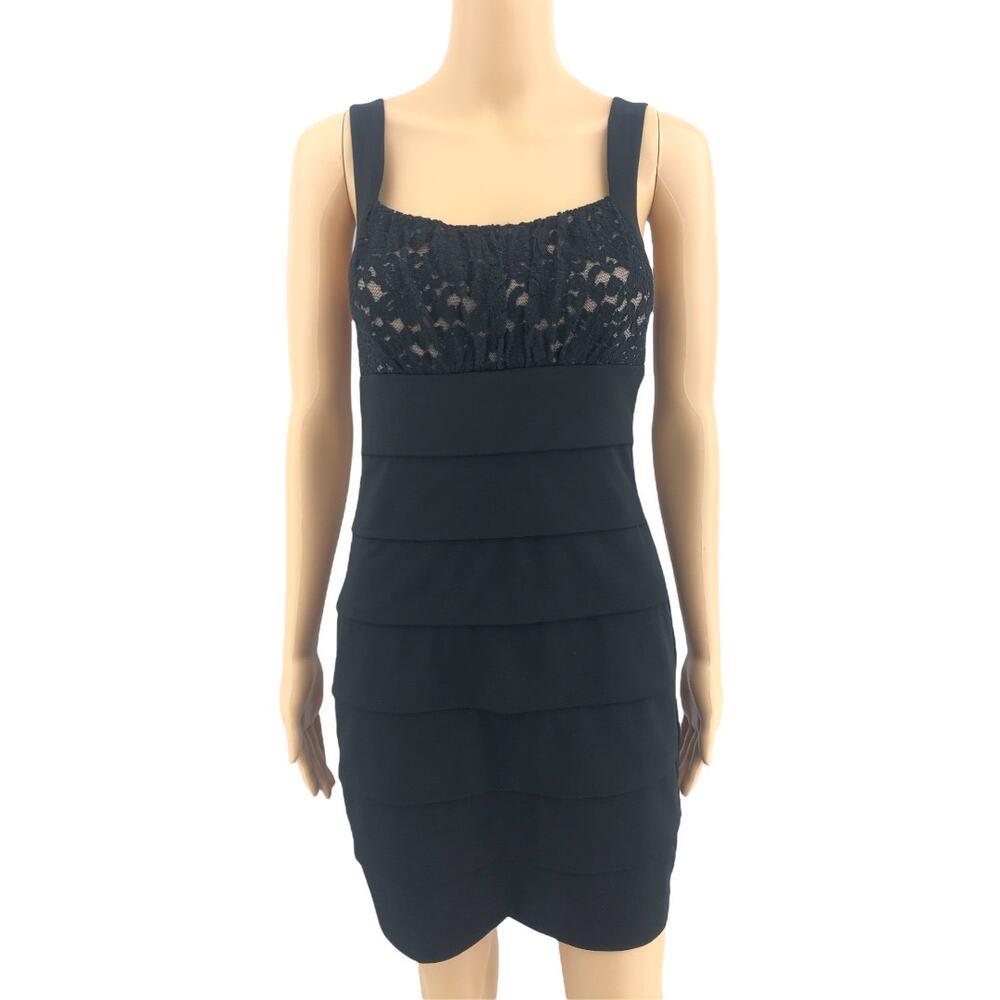 Sweet Storm MEDIUM Womens Y2K Black Lace Bandage Sheath Mini Dress